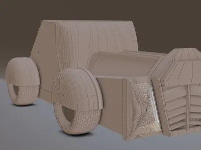 Simple Cartoon Car  Low-poly 3D model