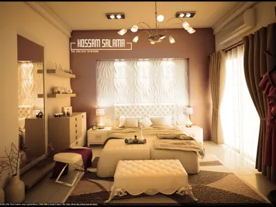 Modern bedroom scene 3D model Bed room 1 Free 3D model