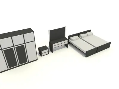 Modern room assets Low-poly 3D model