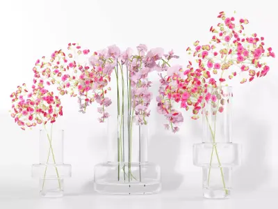 Flower plant set 3D model