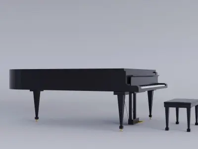 Grand Piano Low-poly 3D model
