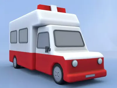 Cartoon Ambulance Low-poly 3D model