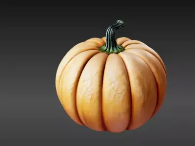 Stylized Low-Poly Pumpkin 3D Model Printable Low-poly 3D model