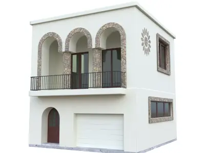 Brick Column House Low-poly 3D model