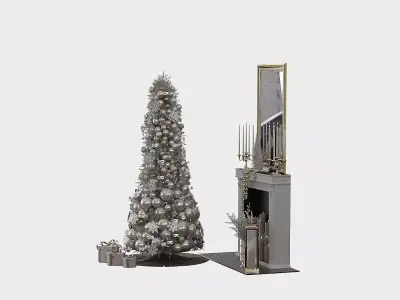 Christmas Decorative set sk Low-poly 3D model