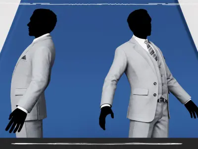 Men Pans with Shirt Blazer and Shoes Vest Color Grey Low-poly 3D model