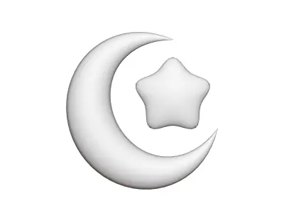 Crescent Moon And Star 3D model