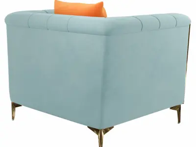 Homary-Modern Luxury Upholstered Leath-aire Accent Chair 3D model