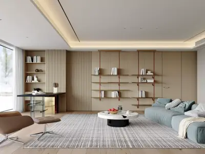 Modern living room dining room interior scenes  3D model