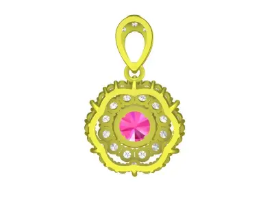 A4635 Fashion Halo Diamond Women Pendant 3D Model 3D print model