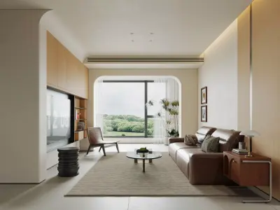 Modern living room dining room interior scenes 126 3D model