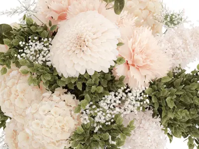 Small Bouquet In Vase Hydrangea Chrysanthem Lilac 579 3D model