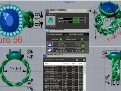 Two-tone Blue Gemstone and Diamond stl 3dm Ring Model jr00208 3D print model