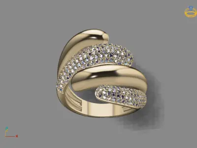 STL 3DM Print Ready Women Diamond Ring Lightweight Printable  3D print model 64