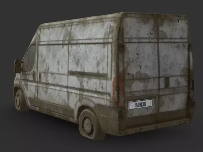 049 Abandoned Car - FIAT Ducato Van Low-poly 3D model