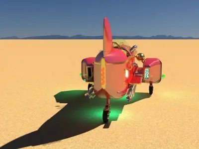 Steampunk boat tail racer 3D model