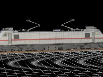 WAP 7 electric train on tracks Free 3D model
