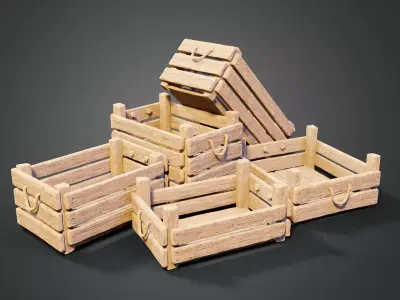 Medieval boxes Free low-poly 3D model