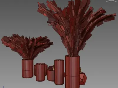 set745 candles in vases Low-poly 3D model