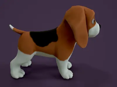 Beagle 3D Model dog Low-poly 3D model