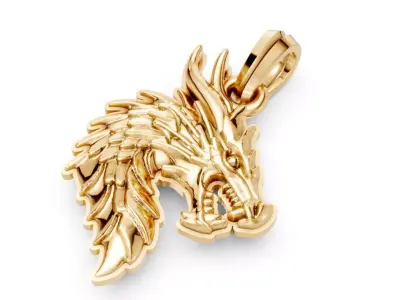 Dragon head pendant 3d print file stl obj 3D print model