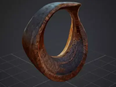 abstract shape carved out of wood 3D model