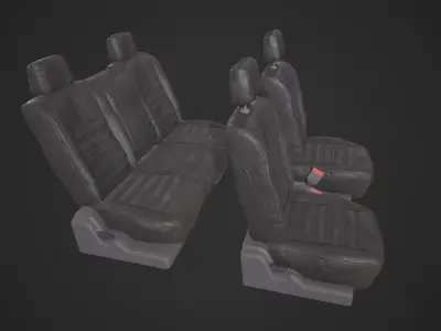 Modular Car Seats Set Low-poly 3D model