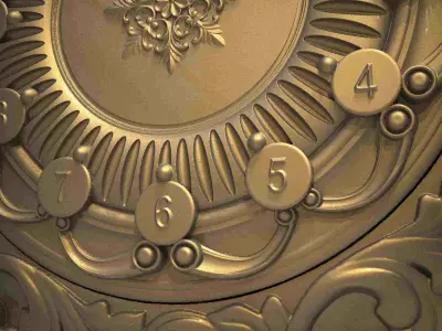 Carved clock for 3D printing and CNC 3D print model 11