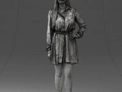 000275 Beautiful Female Model in Red Dress 0628 3dp 3D print model