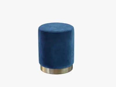 Velvet Pouf Blue Low-poly 3D model