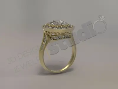 Luxury art design ring with gems 3d model 3D print model