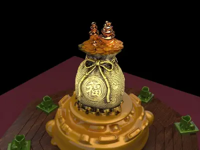 Chinese money bag  with yuan bao  3D model