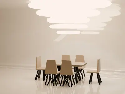 Set table chandelier and chairs  Low-poly 3D model