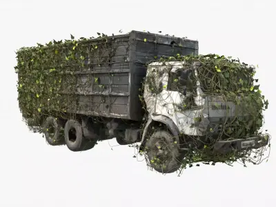 Ruined truck coved with ivy 3D model