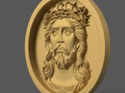 Jesus Christ Crowned Head 3D STL Model for Decoration 1 3D print model