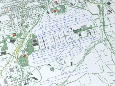 Atlanta ATL Hartsfield Jackson Airport Roads Buildings Pub Trans 3D model