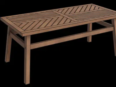 Boho Acacia Wood Chevron Top Outdoor Coffee Table 3D model