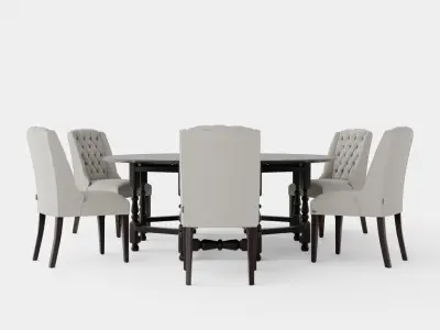 Balmoral black with Venice chair sand Dining Set Low-poly 3D model