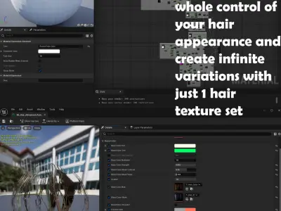 Unreal Enigine Ultimate Hair Shader Low-poly 3D model