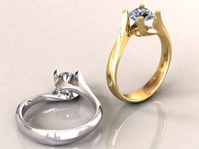 Engagement wedding ring 1ct 3D print model