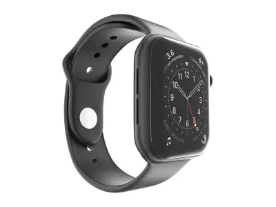 Apple Watch Series 6 44mm Space Gray Aluminum Case Black  Band 3D model