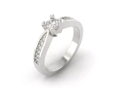 D-0882 diamond engagement ring gold 3D print model