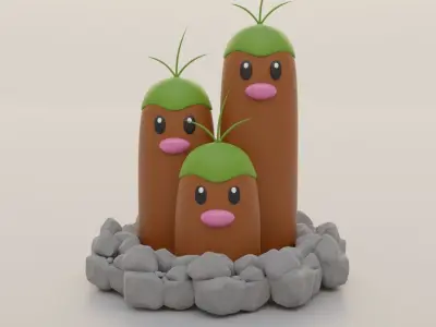 Diglett pokemon 3D model for 3D print 3D print model