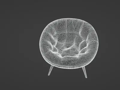 Modern Leather Accent Chair - Mid-Century Style 3D model