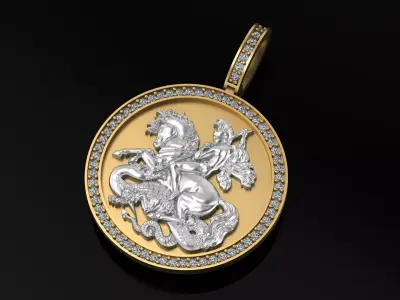 Saint George the Victorious pendant model 3D print model 3D print model