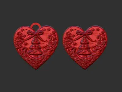 christmas heart decor  3D print model