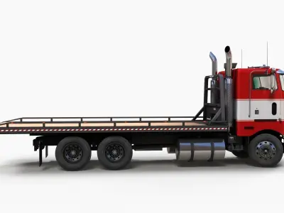 Peterbilt 362 flatbed truck Low-poly 3D model