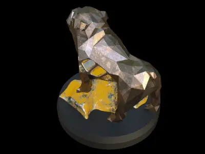 Steampunk Old Bulldog Rock Low-poly 3D model