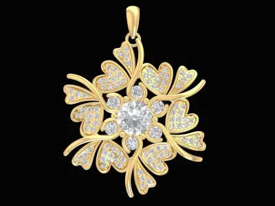 Luxury Floral Diamond Pendant Jewelry 3D Model  3230 3D print model