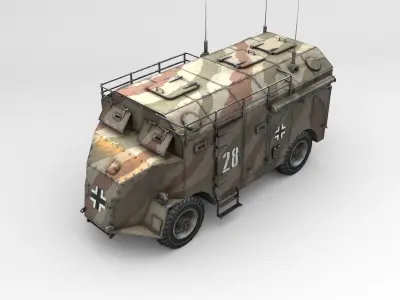 Low Poly AEC Dorchester Armoured Command Vehicle Low-poly 3D model